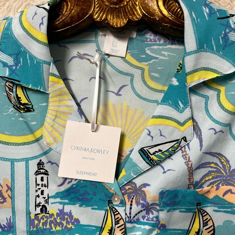 Cynthia Rowley Silky Coquette Girlhoodcore Shorty Pjs Pajama Set Women’s S NWT - Picture 4 of 8
